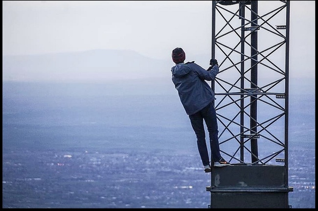 Man on tower